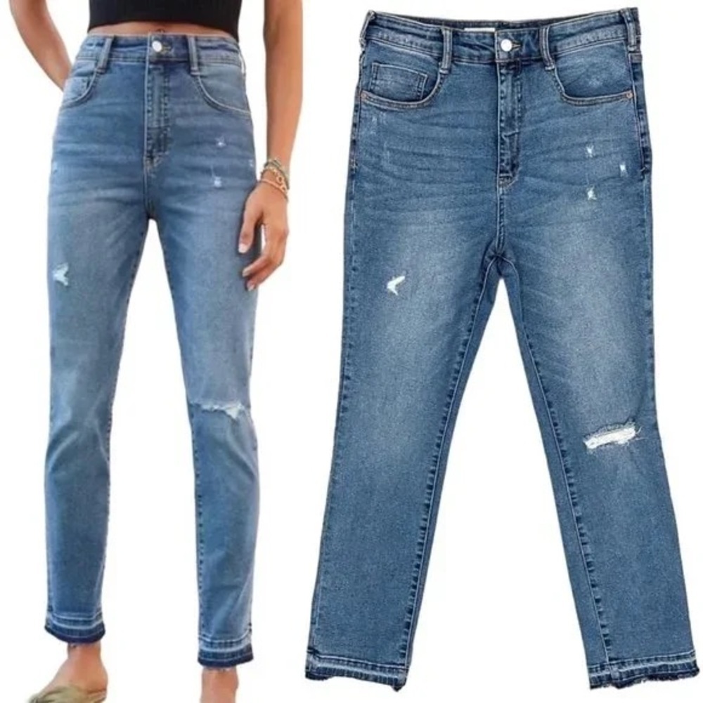Anthropologie Pilcro High-Rise Cigarette Slim Straight Leg Release Hem Jeans 30